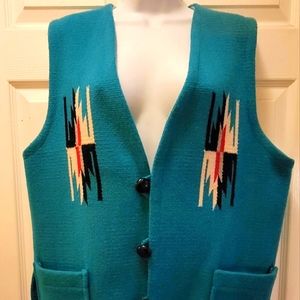 Vintage Unisex Ortega's Chimayo New Mexico Hand Woven Wool Vest Sz 44